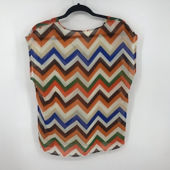 Tulle Vibrant Colorful Chevron Blouse - Picture 4 of 8